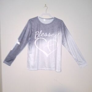 Ladies "Blessed" Tee shirt..Gray Ombre..XL..